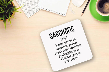 Funny 'Sarchotic' Definition Mug and Coaster Set: Sarcastic Office Gift