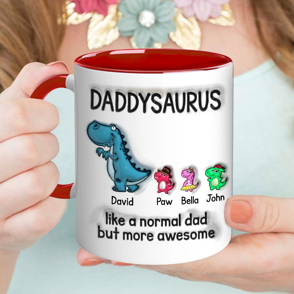 Personalized Dad | Ceramic Coffee Mug | Father's Day Gift | Stylish Printed Design | Tea & Coffee Cup | 11oz | Red Two-Tone Design