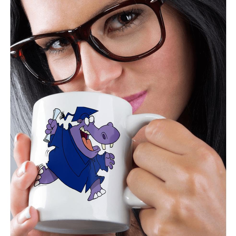 Silly Graduate Graduation Hippo Cartoon | Ceramic Coffee Mug | 11 OZ