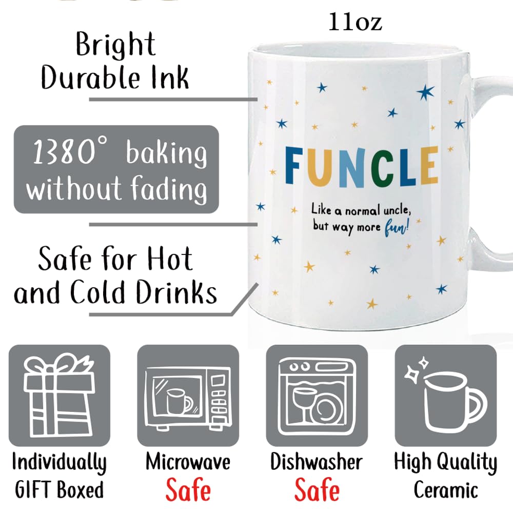 Funny for Uncle | Ceramic Coffee Mug | Father's Day Gift | Stylish Printed Design | Tea & Coffee Cup | 11oz