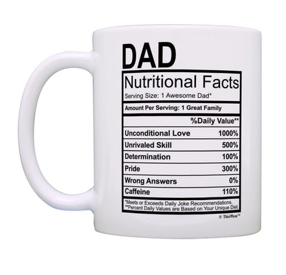 for Dad Nutritional Facts Label Funny for Dad Gag Tea White | Ceramic Coffee Mug | Father's Day Gift | Stylish Printed Design | Tea & Coffee Cup | 11oz