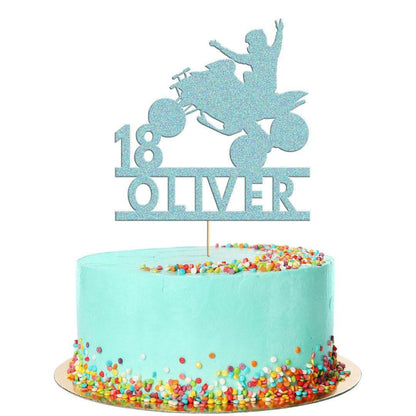 Personalised Quad Bike Glitter Cake Topper: ATV Birthday Decoration