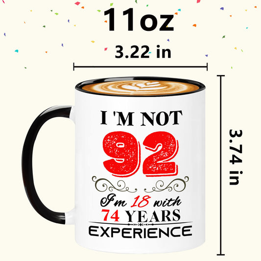 1934 92th for Women Men | Ceramic Coffee Mug | Father's Day Gift | Stylish Printed Design | Tea & Coffee Cup | 11oz | Black Two-Tone Design