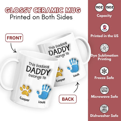 Custom Dad with Kids Names | Ceramic Coffee Mug | Father's Day Gift | Stylish Printed Design | Tea & Coffee Cup | 11oz