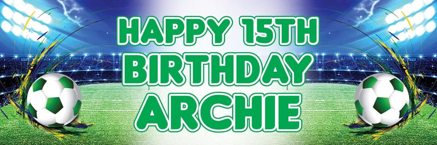 2 Personalised Birthday Party Football Banners Celebration Decoration Bunting