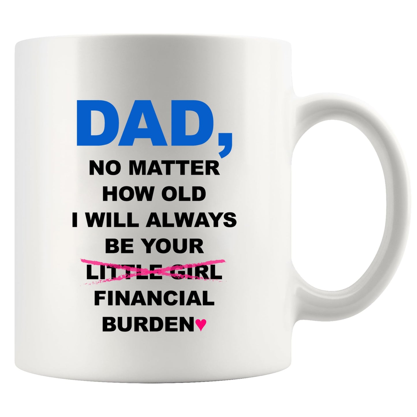 Dad No Matter How Old I Will Always Be Your Financial Burden Father's Day Dad from Daughter for Father White | Ceramic Coffee Mug | Father's Day Gift | Stylish Printed Design | Tea & Coffee Cup | 11oz