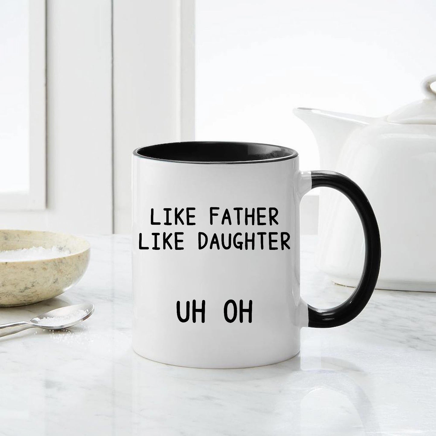 Like Father Like Daughter | Ceramic Coffee Mug | Father's Day Gift | Stylish Printed Design | Tea & Coffee Cup | 11oz | Black Two-Tone Design