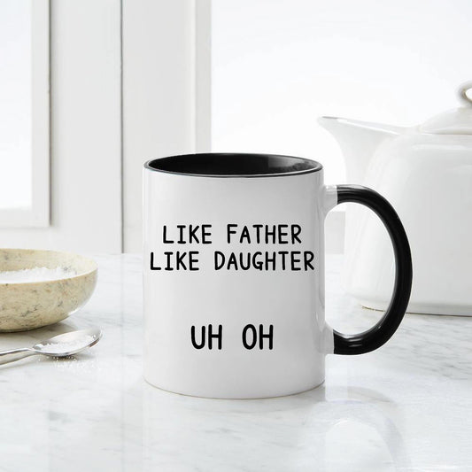 Like Father Like Daughter | Ceramic Coffee Mug | Father's Day Gift | Stylish Printed Design | Tea & Coffee Cup | 11oz | Black Two-Tone Design