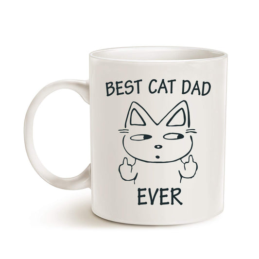 Best Cat Dad Ever Letter Print Modern Casual Funny Cat Lovers | Ceramic Coffee Mug | Father's Day Gift | Stylish Printed Design | Tea & Coffee Cup | 11oz