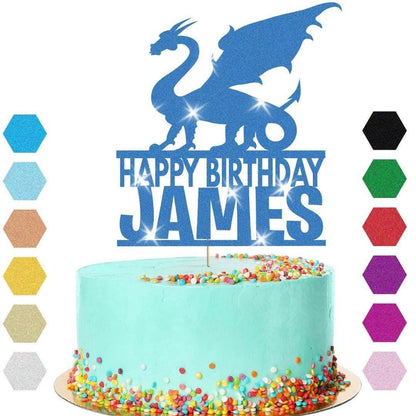 Dragon Fantasy Cake Topper Personalised  Boys Birthday Decoration Any Name