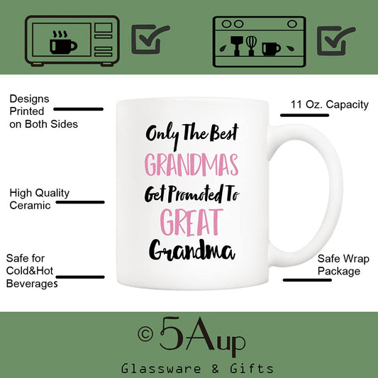 Mothers Day Great Grandma from Granddaughter Grandson | Ceramic Coffee Mug | Father's Day Gift | Stylish Printed Design | Tea & Coffee Cup | 11oz