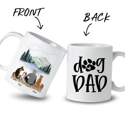 Personalized Dog Dad for 3 Dogs | Ceramic Coffee Mug | Father's Day Gift | Stylish Printed Design | Tea & Coffee Cup | 11oz