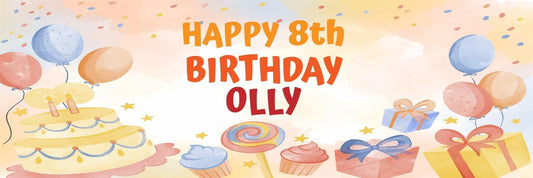 2x Personalised Birthday Banner Custom Name and Age Kids Party Decoration For Wall Art