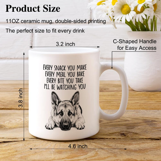 Every Snack You Make I'll Be Watching You Funny German Shepherd | Ceramic Coffee Mug | Father's Day Gift | Stylish Printed Design | Tea & Coffee Cup | 11oz