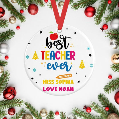 Personalised Best Teacher Ever Christmas Teacher Ceramic Bauble Gift Ta School Nursery Christmas Gift