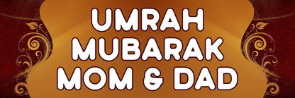Personalised Umrah Mubarak Banner: Kaba Design, Islamic Celebration (Set of 2)