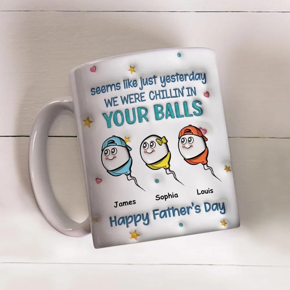 Custom Dad with Kids Names | Ceramic Coffee Mug | Father's Day Gift | Stylish Printed Design | Tea & Coffee Cup | 11oz | Black Two-Tone Design