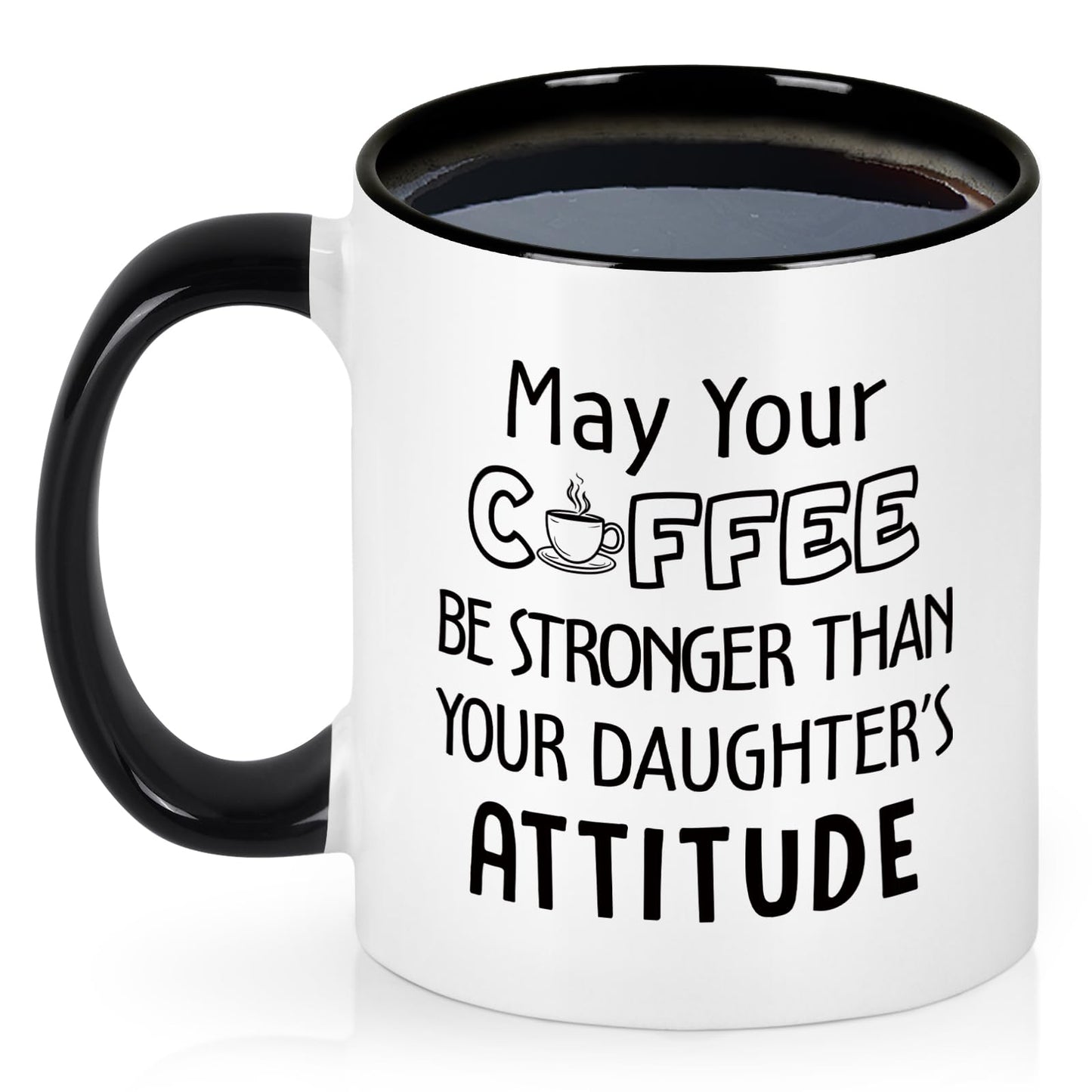 Dad from Daughter | Ceramic Coffee Mug | Father's Day Gift | Stylish Printed Design | Tea & Coffee Cup | 11oz | Black Two-Tone Design