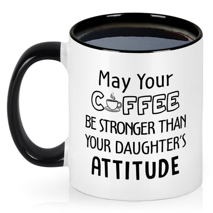 Dad from Daughter | Ceramic Coffee Mug | Father's Day Gift | Stylish Printed Design | Tea & Coffee Cup | 11oz | Black Two-Tone Design