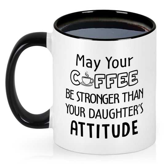 Dad from Daughter | Ceramic Coffee Mug | Father's Day Gift | Stylish Printed Design | Tea & Coffee Cup | 11oz | Black Two-Tone Design