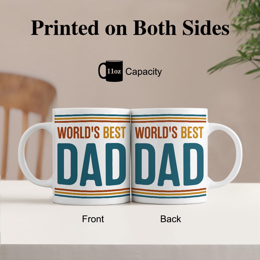 World's Best Dad Double | Ceramic Coffee Mug | Father's Day Gift | Stylish Printed Design | Tea & Coffee Cup | 11oz