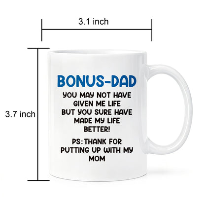 Bonus Dad | Ceramic Coffee Mug | Father's Day Gift | Stylish Printed Design | Tea & Coffee Cup | 11oz