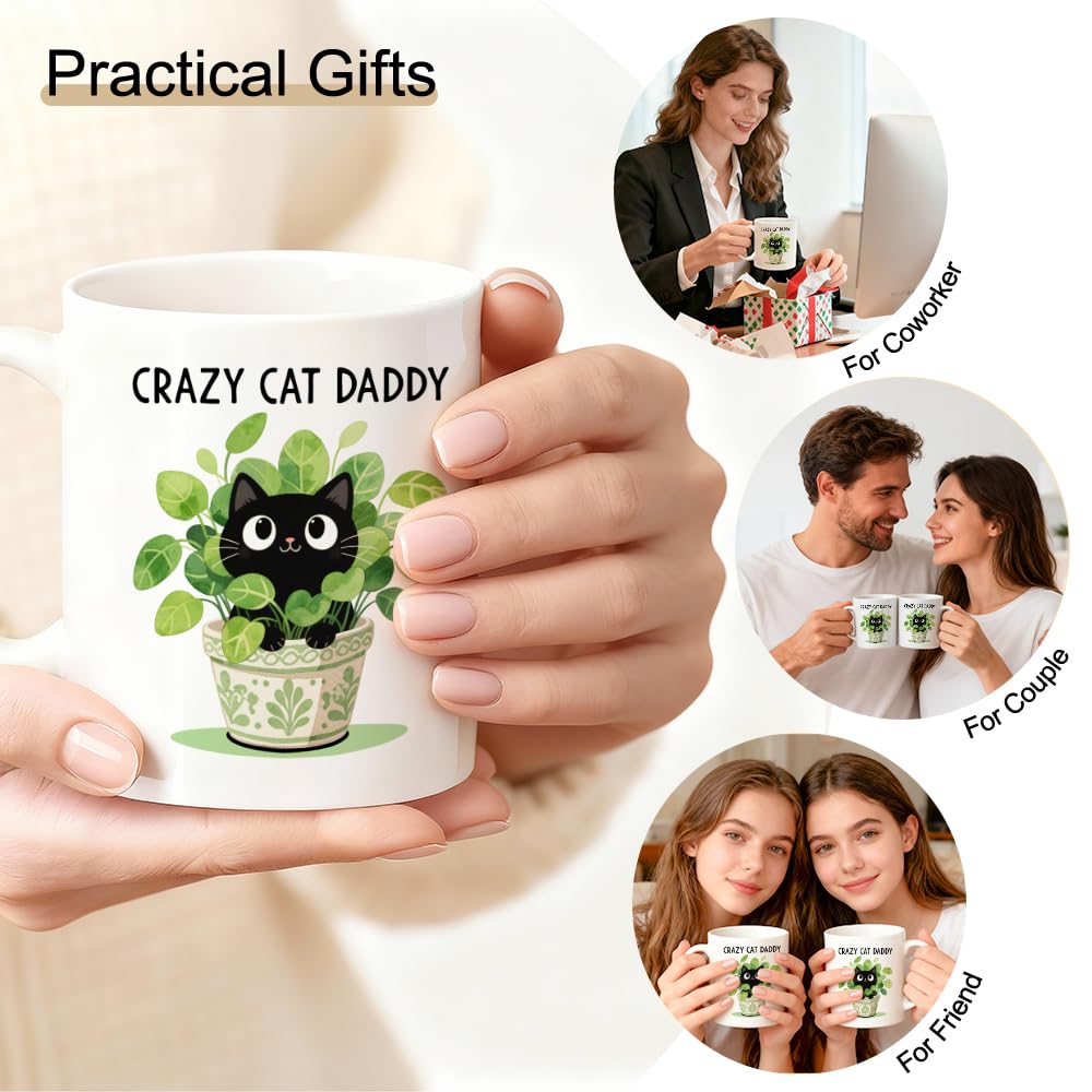 Crazy Cat Daddy Double | Ceramic Coffee Mug | Father's Day Gift | Stylish Printed Design | Tea & Coffee Cup | 11oz