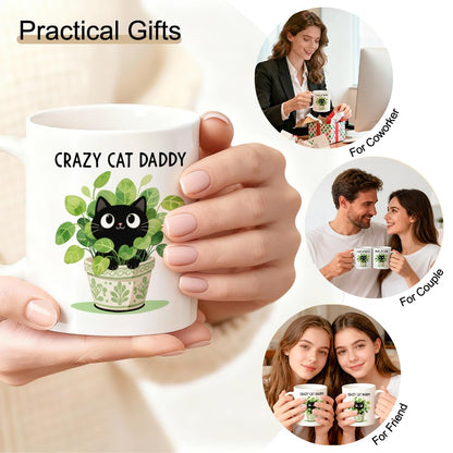 Crazy Cat Daddy Double | Ceramic Coffee Mug | Father's Day Gift | Stylish Printed Design | Tea & Coffee Cup | 11oz