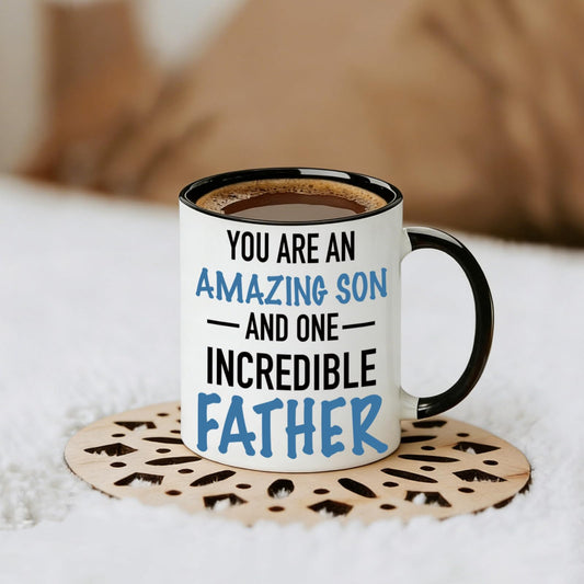 for Son | Ceramic Coffee Mug | Father's Day Gift | Stylish Printed Design | Tea & Coffee Cup | 11oz | Black Two-Tone Design