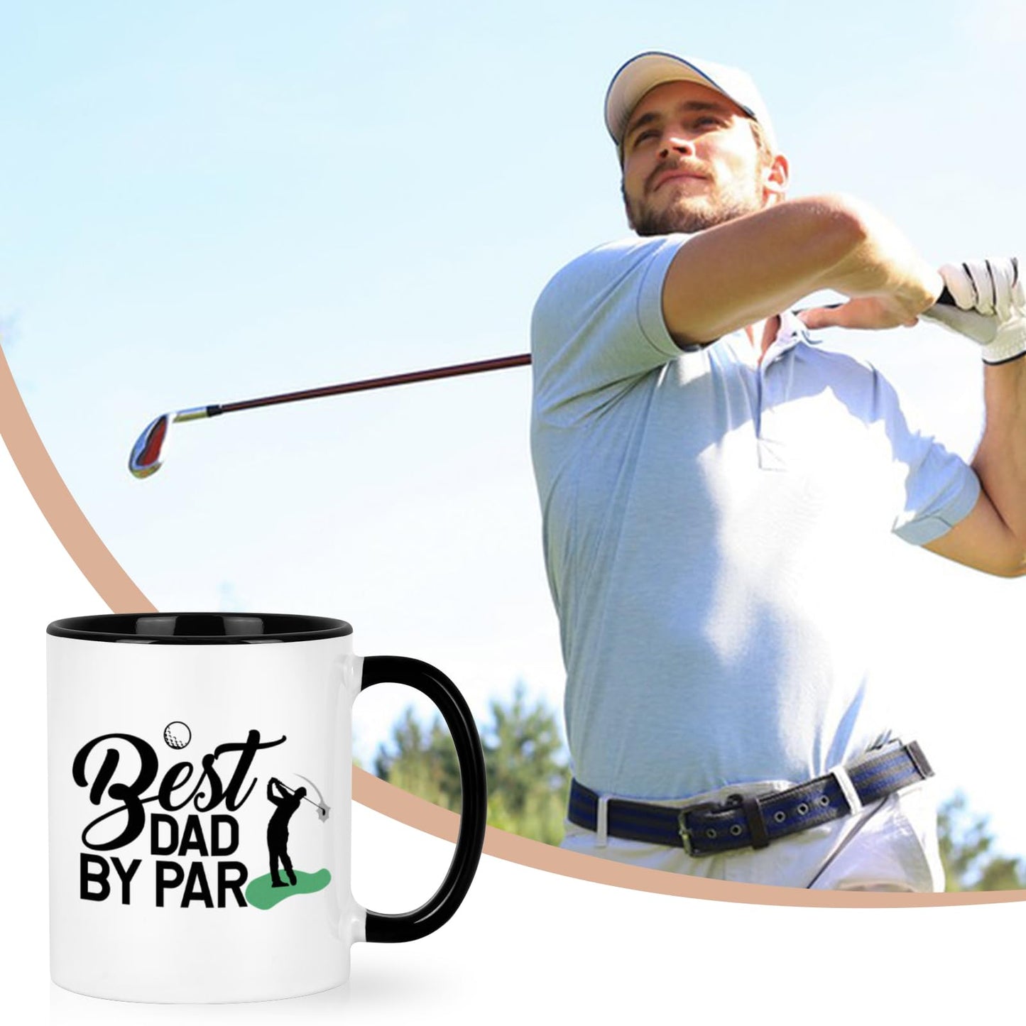 Golf for Dad Best Dad fathers day coffee mug | Ceramic Coffee Mug | Father's Day Gift | Stylish Printed Design | Tea & Coffee Cup | 11oz | Black Two-Tone Design