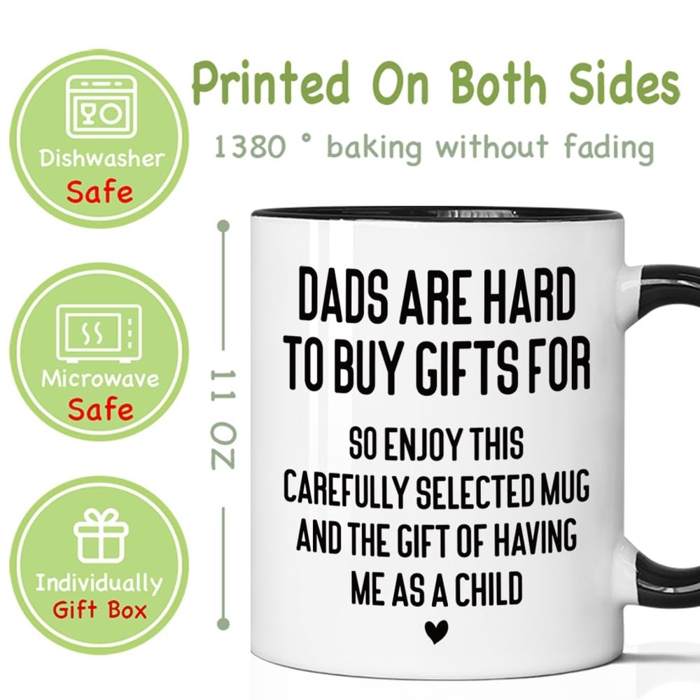 Funny Dad from Daughter Son | Ceramic Coffee Mug | Father's Day Gift | Stylish Printed Design | Tea & Coffee Cup | 11oz | Black Two-Tone Design