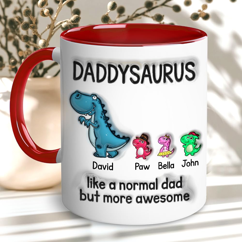 Personalized Dad | Ceramic Coffee Mug | Father's Day Gift | Stylish Printed Design | Tea & Coffee Cup | 11oz | Red Two-Tone Design