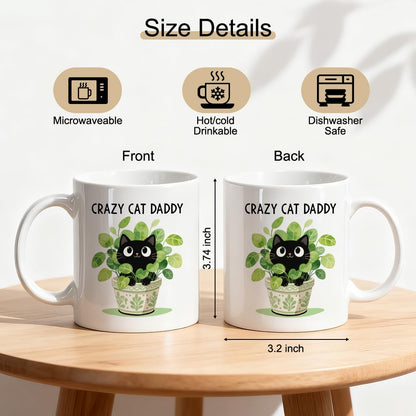 Crazy Cat Daddy Double | Ceramic Coffee Mug | Father's Day Gift | Stylish Printed Design | Tea & Coffee Cup | 11oz