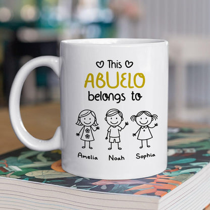 This Grandpa Belongs To Custom Cute Kids and Names | Ceramic Coffee Mug | Father's Day Gift | Stylish Printed Design | Tea & Coffee Cup | 11oz