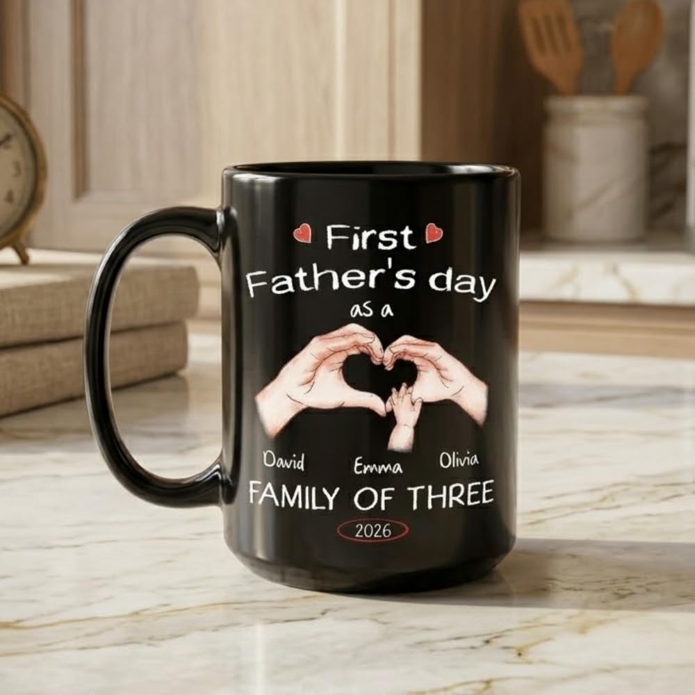 As A Family Of Three | Ceramic Coffee Mug | Father's Day Gift | Stylish Printed Design | Tea & Coffee Cup | 11oz