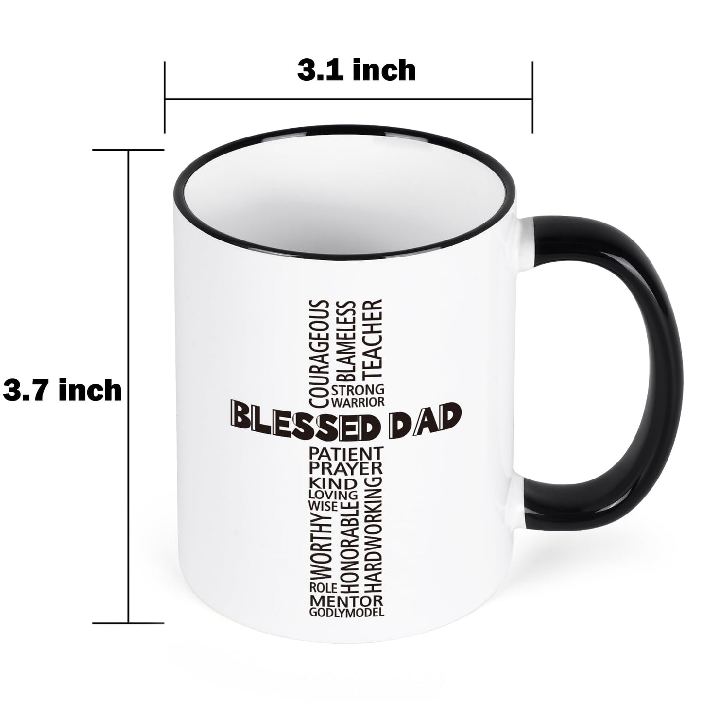 Father's Day Christian | Ceramic Coffee Mug | Father's Day Gift | Stylish Printed Design | Tea & Coffee Cup | 11oz | Black Two-Tone Design