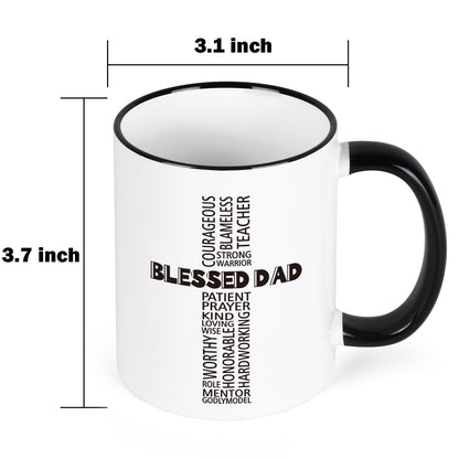 Father's Day Christian | Ceramic Coffee Mug | Father's Day Gift | Stylish Printed Design | Tea & Coffee Cup | 11oz | Black Two-Tone Design