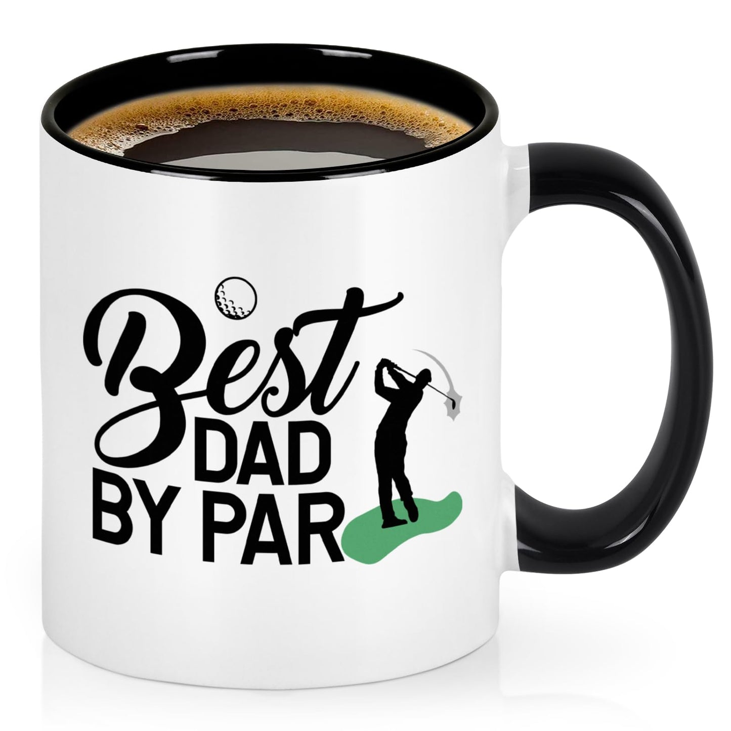 Golf for Dad Best Dad fathers day coffee mug | Ceramic Coffee Mug | Father's Day Gift | Stylish Printed Design | Tea & Coffee Cup | 11oz | Black Two-Tone Design