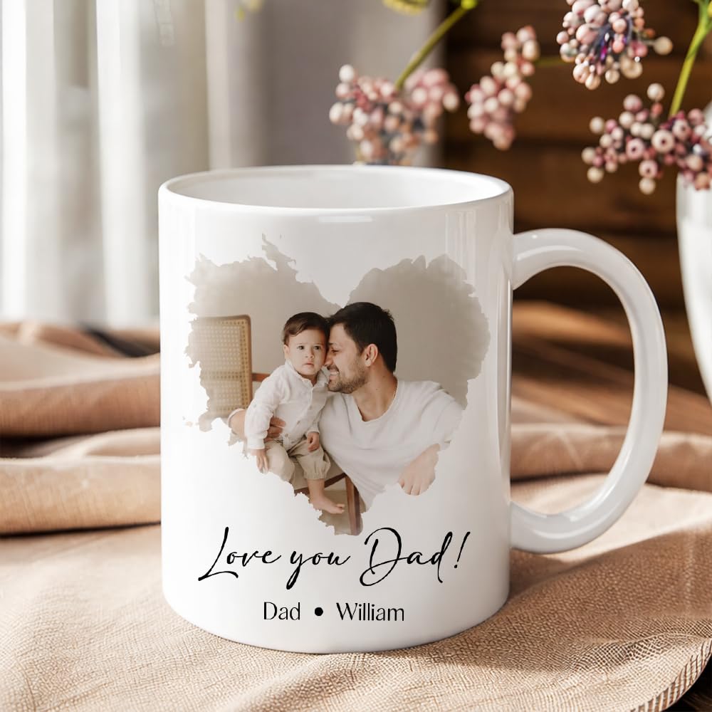 Personalized Photo Custom Dad | Ceramic Coffee Mug | Father's Day Gift | Stylish Printed Design | Tea & Coffee Cup | 11oz | Black Two-Tone Design