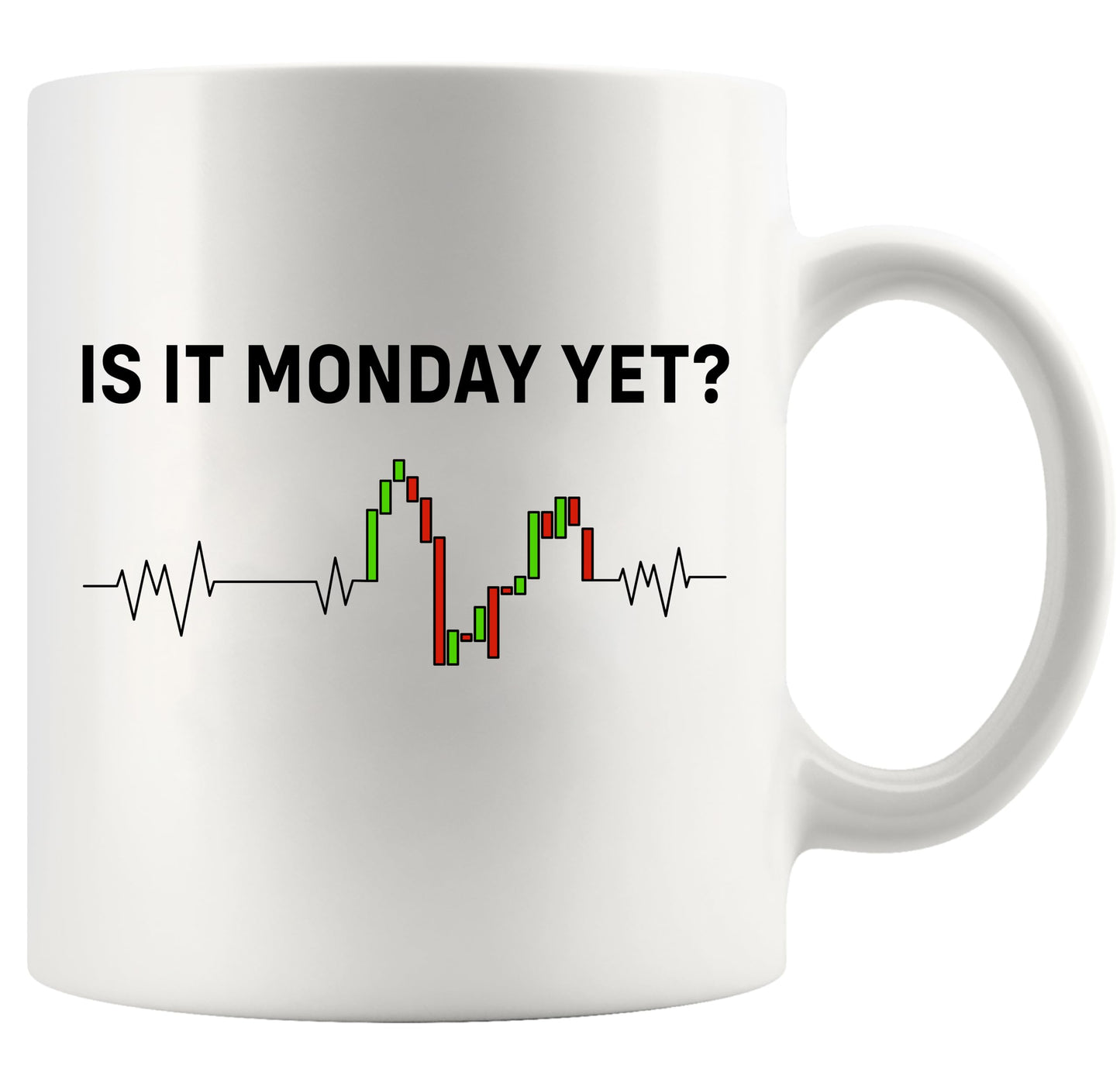 Is it Monday Yet Heartbeat Traders Investor Day Trading Stock Market Novelty Drinkware | Ceramic Coffee Mug | Father's Day Gift | Stylish Printed Design | Tea & Coffee Cup | 11oz