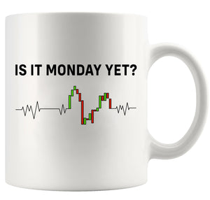 Is it Monday Yet Heartbeat Traders Investor Day Trading Stock Market Novelty Drinkware | Ceramic Coffee Mug | Father's Day Gift | Stylish Printed Design | Tea & Coffee Cup | 11oz