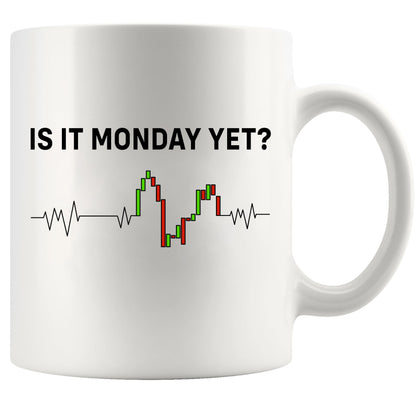 Is it Monday Yet Heartbeat Traders Investor Day Trading Stock Market Novelty Drinkware | Ceramic Coffee Mug | Father's Day Gift | Stylish Printed Design | Tea & Coffee Cup | 11oz