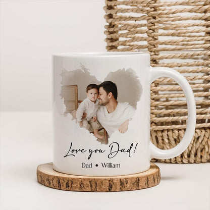 Personalized Photo Custom Dad | Ceramic Coffee Mug | Father's Day Gift | Stylish Printed Design | Tea & Coffee Cup | 11oz | Black Two-Tone Design