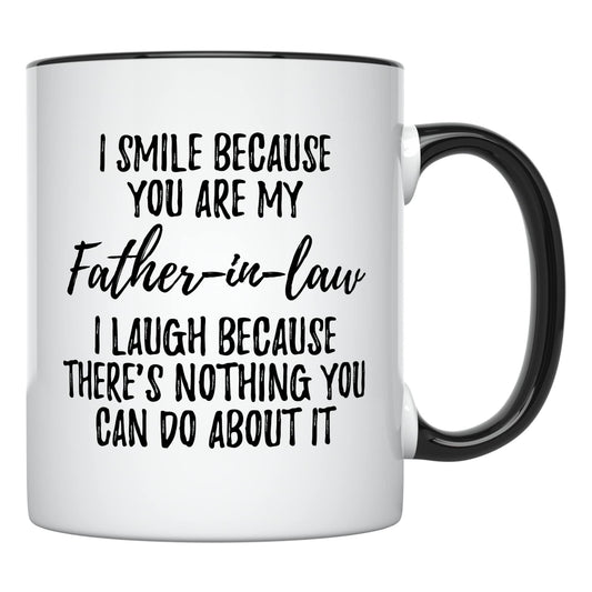 Father in Law | Ceramic Coffee Mug | Father's Day Gift | Stylish Printed Design | Tea & Coffee Cup | 11oz | Black Two-Tone Design