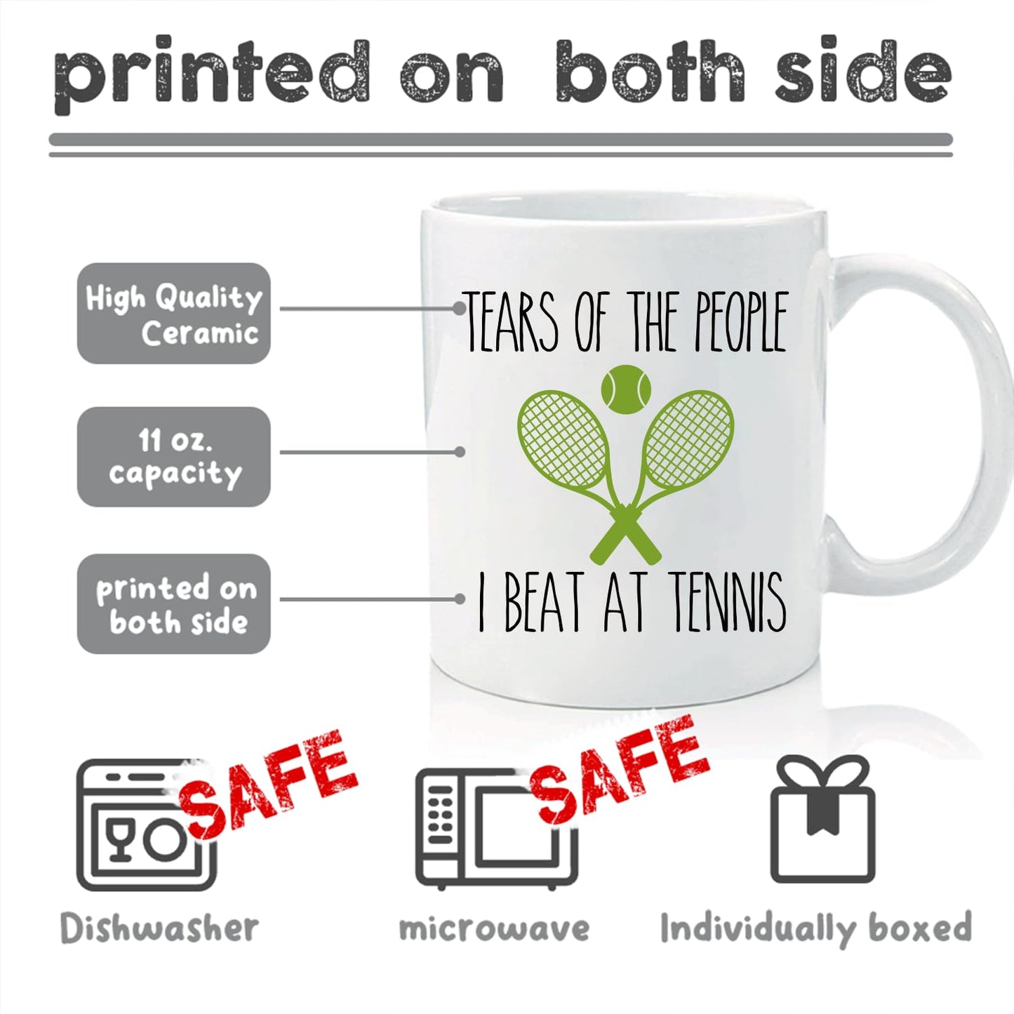 Funny Tennis | Ceramic Coffee Mug | Father's Day Gift | Stylish Printed Design | Tea & Coffee Cup | 11oz