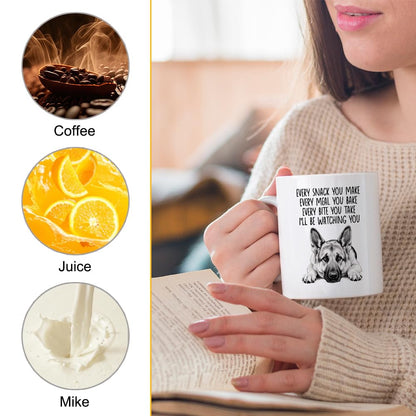Every Snack You Make I'll Be Watching You Funny German Shepherd | Ceramic Coffee Mug | Father's Day Gift | Stylish Printed Design | Tea & Coffee Cup | 11oz