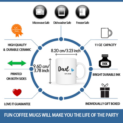 Dad Est 2026 | Ceramic Coffee Mug | Father's Day Gift | Stylish Printed Design | Tea & Coffee Cup | 11oz