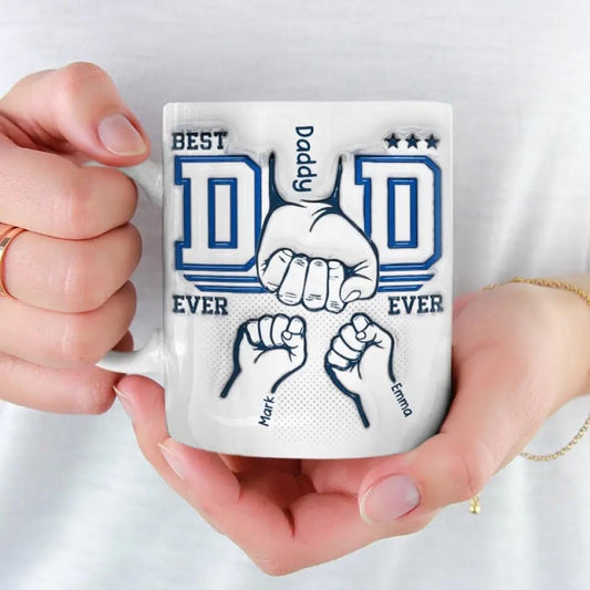 Best Dad Ever Family Personalized Fist Bump | Customised Coffee Mug | 11 OZ