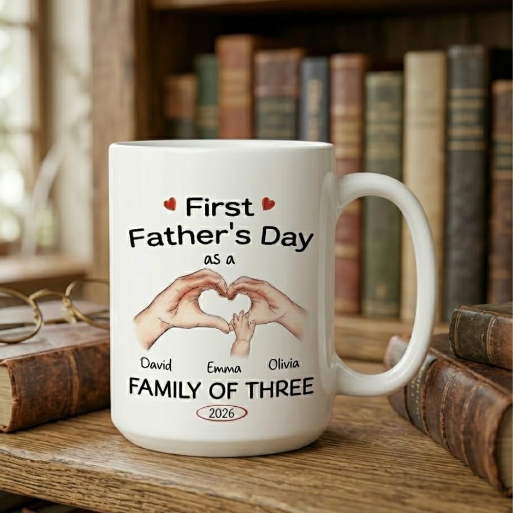 As A Family Of Three | Ceramic Coffee Mug | Father's Day Gift | Stylish Printed Design | Tea & Coffee Cup | 11oz