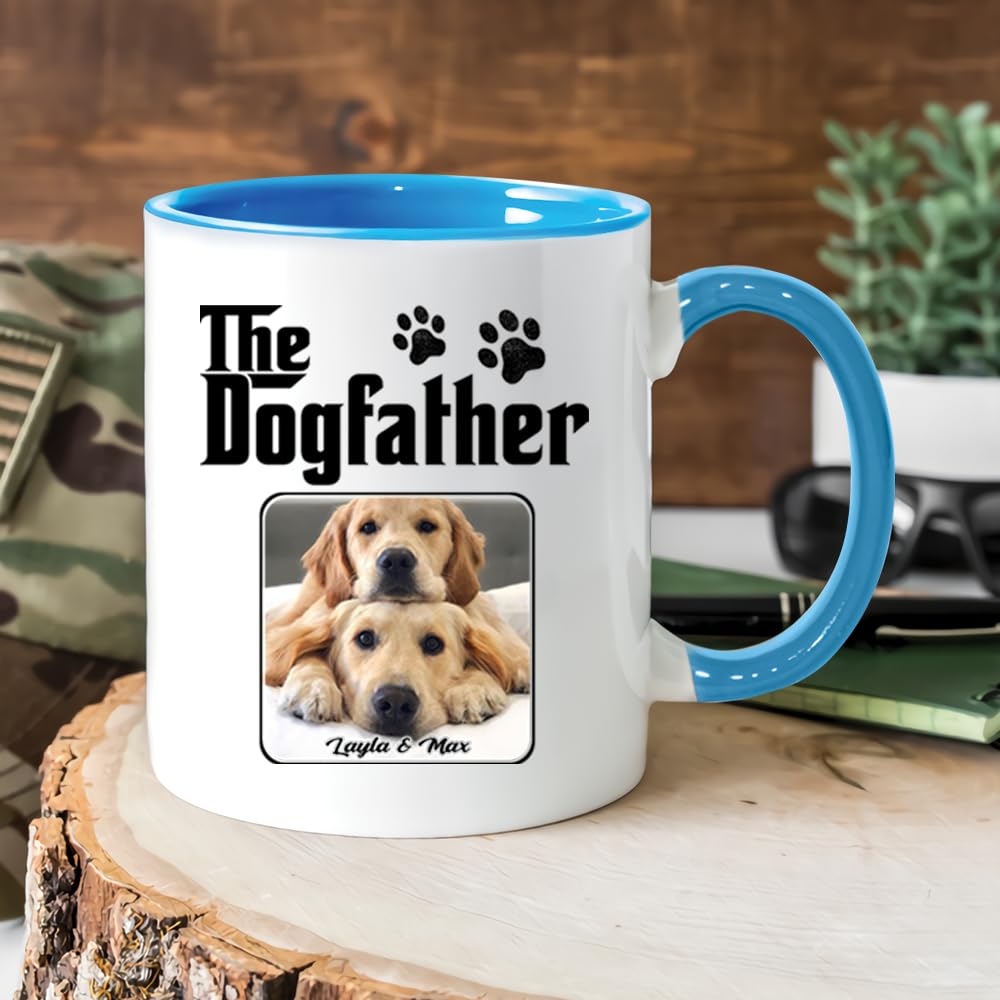 Custom Dog Dad | Ceramic Coffee Mug | Father's Day Gift | Stylish Printed Design | Tea & Coffee Cup | 11oz | Black Two-Tone Design